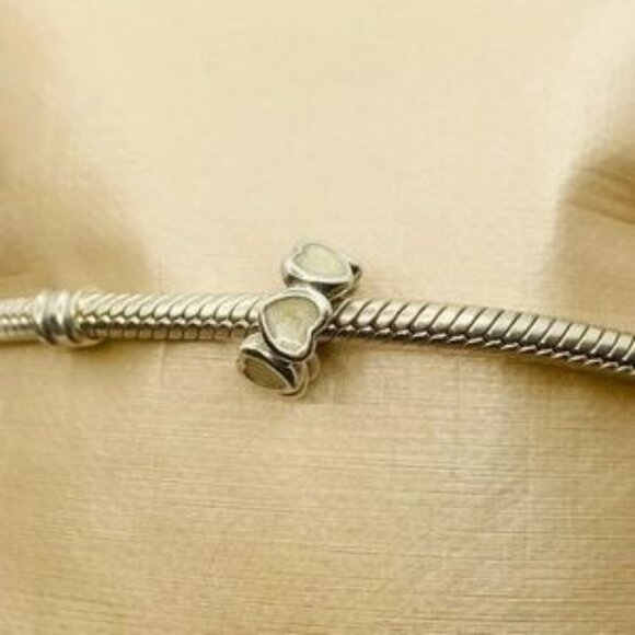 EUC Pandora Sterling Silver Abundance of Love Spacer w/ Silver Enamel - Picture 4 of 5